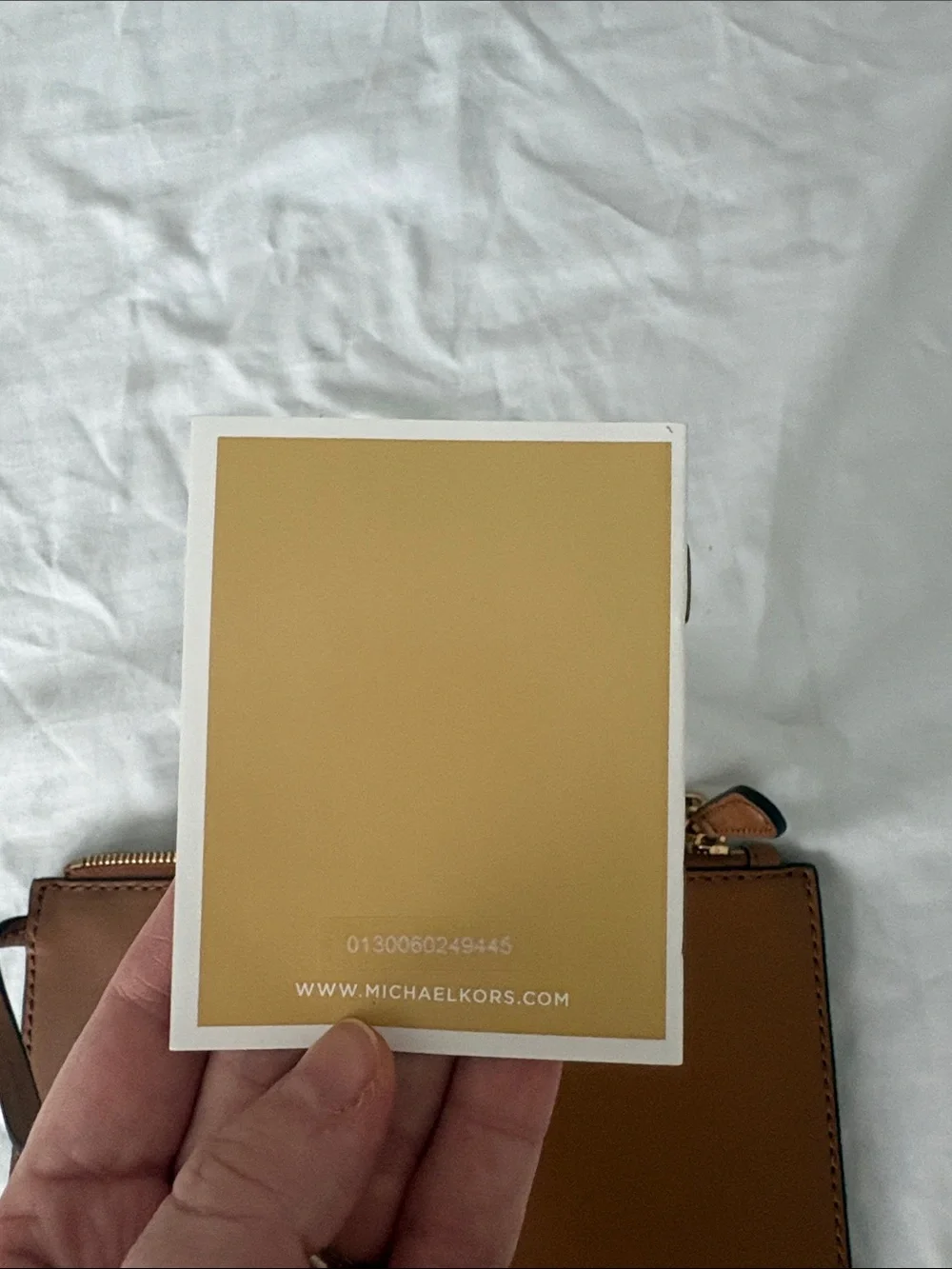 Michael Kors Cognac Leather Wristlet Clutch